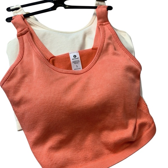 NWT 90 Degree by Reflex Ribbed Sports Bra 2-Pack – Orange & Cream Women’s Small - Picture 2 of 11